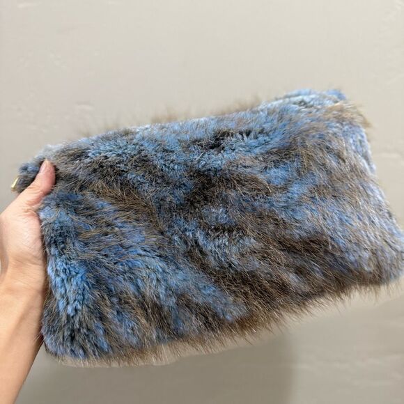 2 Tone Handmade Genuine Beaver Fur Soft Slouchy Clutch/Shoulder Bag/Crossbody - Picture 8 of 16